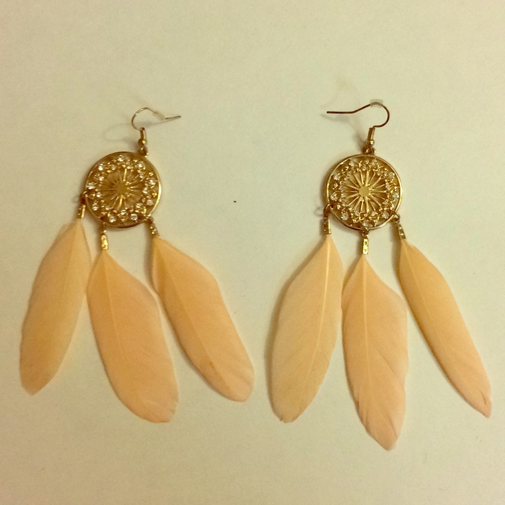 Pink feather earrings